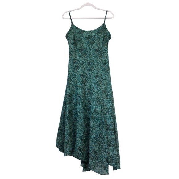 Y2K Maxi Dress Size 14 Asymmetrical Hem Chiffon Sheer Dainty Ruffle Flowy Grunge - Picture 1 of 11